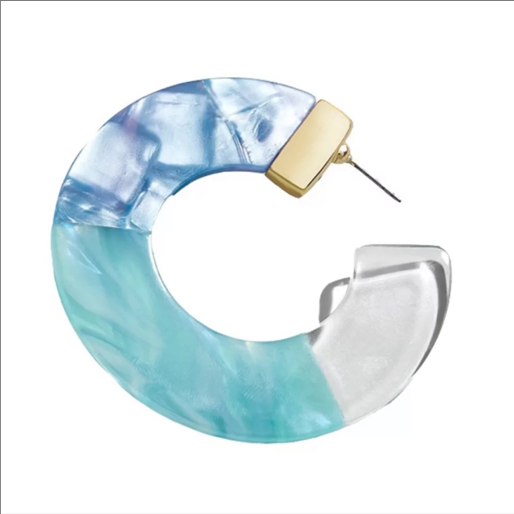 🌊Anthropologie Blue Tide Tara Resin Hoop Earrings 🌊 - Picture 3 of 6